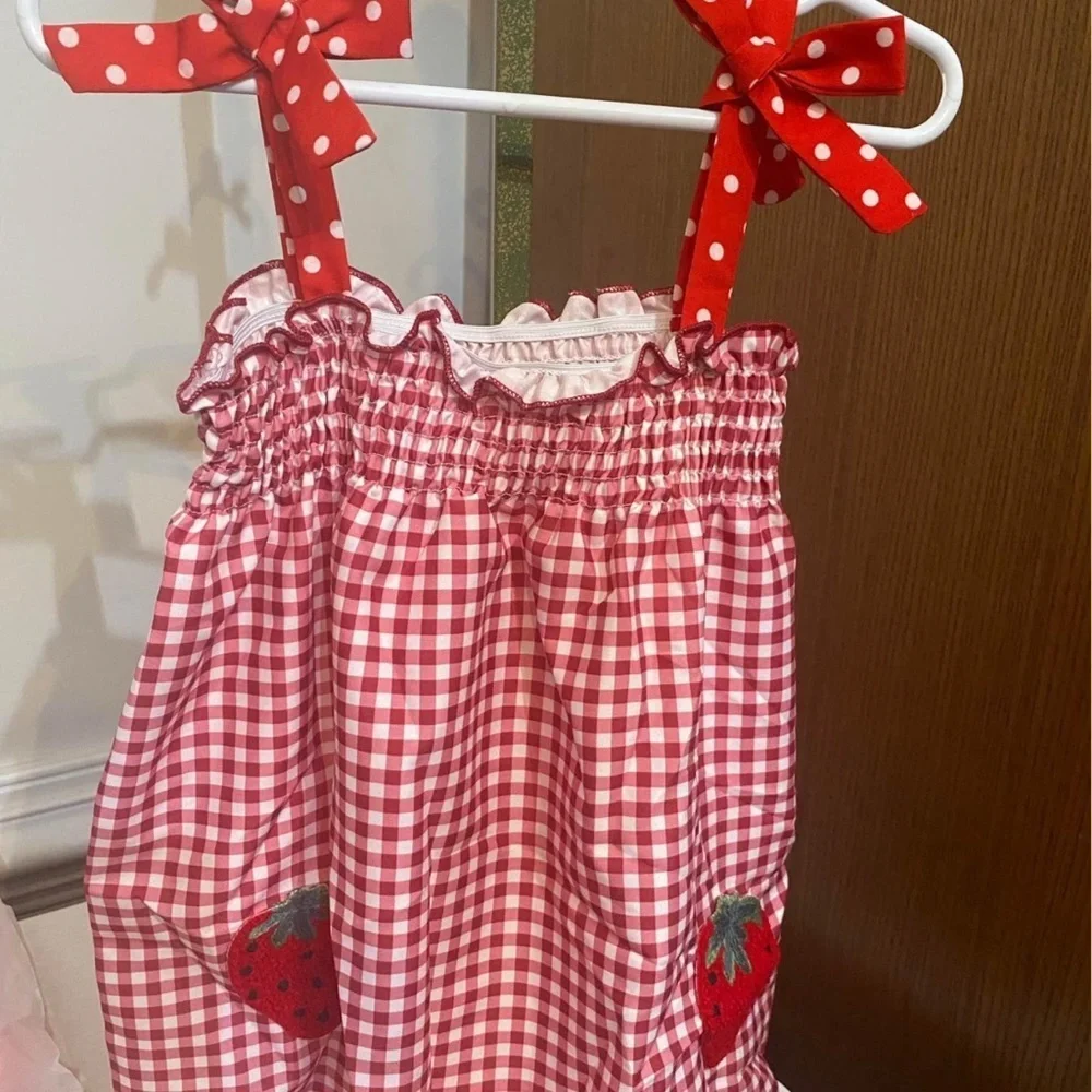 New Gingham Strawberry Sundress